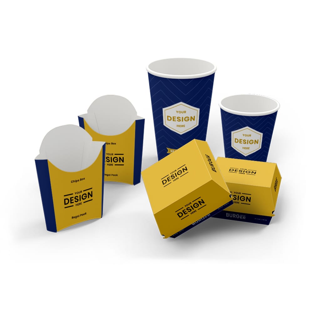 Burger boxes+Chips boxes+Paper cups-new - new Personalized, bespoke and customized Chips boxes, Paper cups and burger boxes