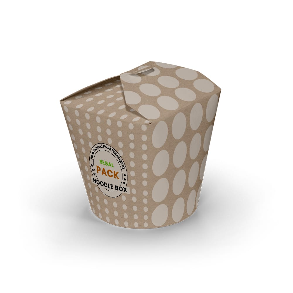 Personalized, Bespoke and Custom Printed Round bottom Kraft Closed Noodle Box
