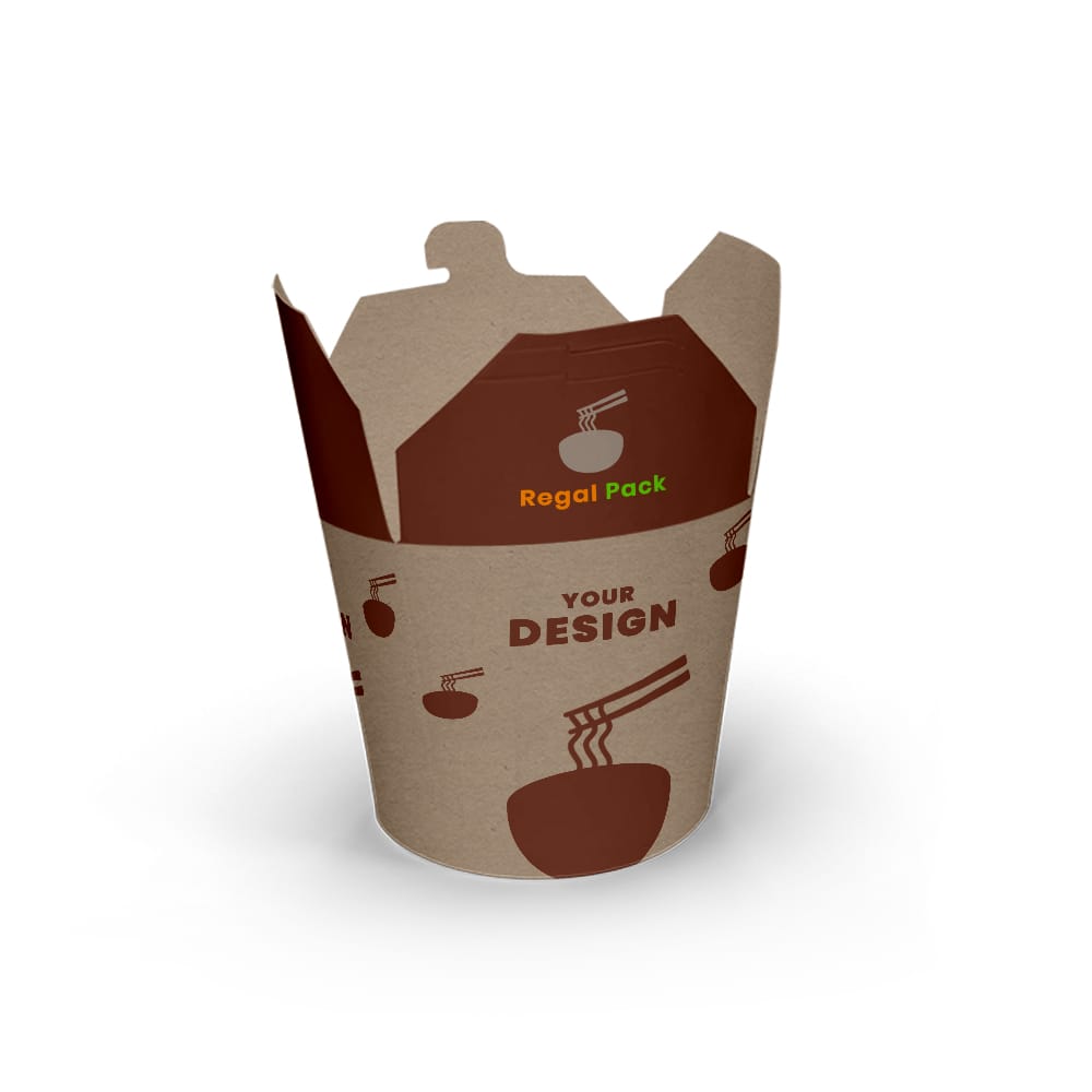 Personalized, Bespoke and Custom Printed Round bottom Kraft Opened Noodle Box