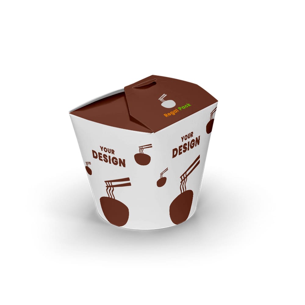 Personalized, Bespoke and Custom Printed Round bottom White Closed Noodle Box