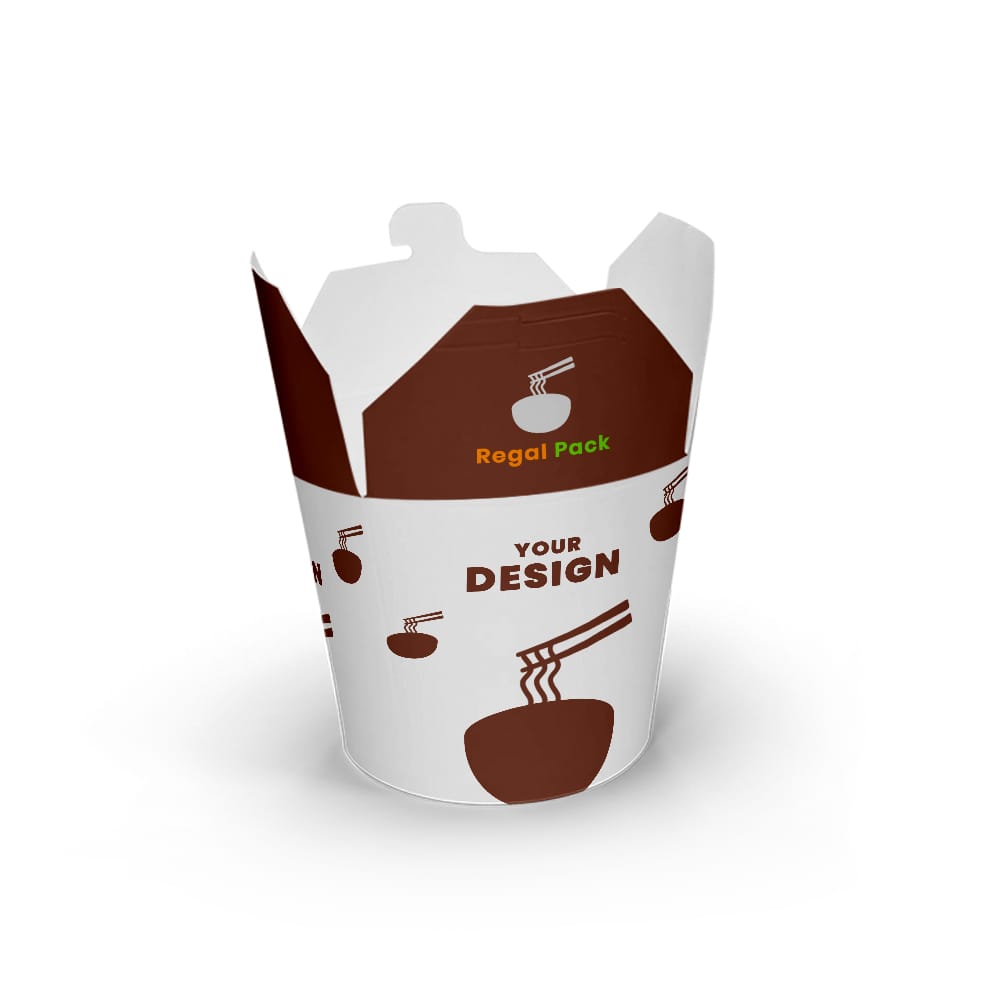 Personalized, Bespoke and Custom Printed Round bottom White Opened Noodle Box