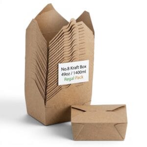 49oz/1400ml No8 Kraft Biodegradable Leakproof Container